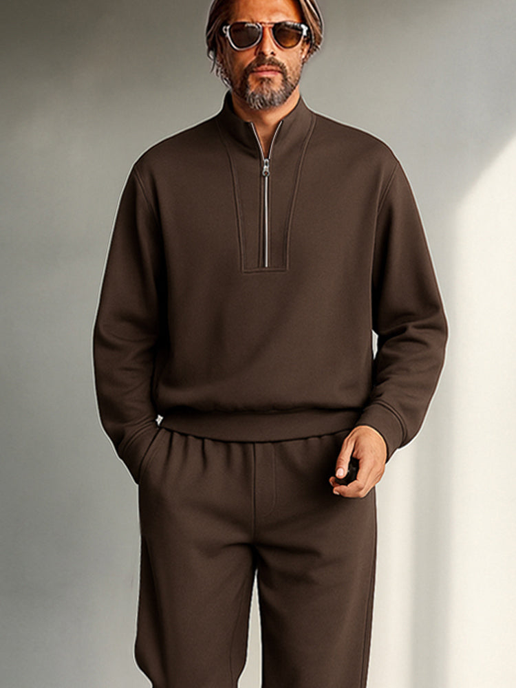 Minimalist High Neck Top and Straight Leg Trousers