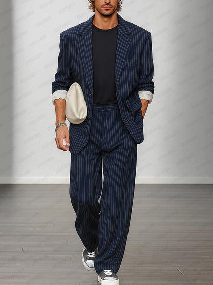 Smart Casual Striped Blazer and Trouser Set