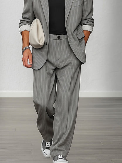 Smart Casual Striped Blazer and Trouser Set