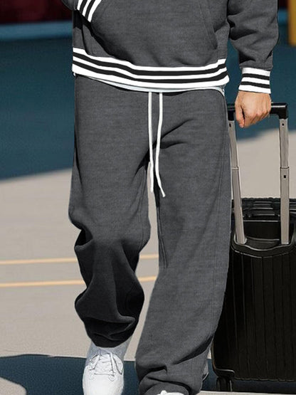 Casual Contrast Sweatshirt and Trouser Set