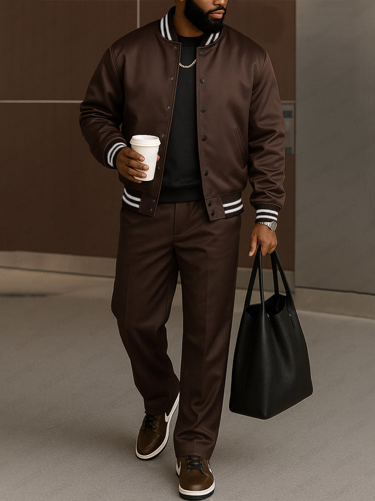Modern Striped Jacket and Trouser Set