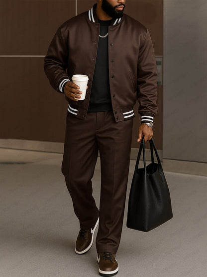 Modern Striped Jacket and Trouser Set