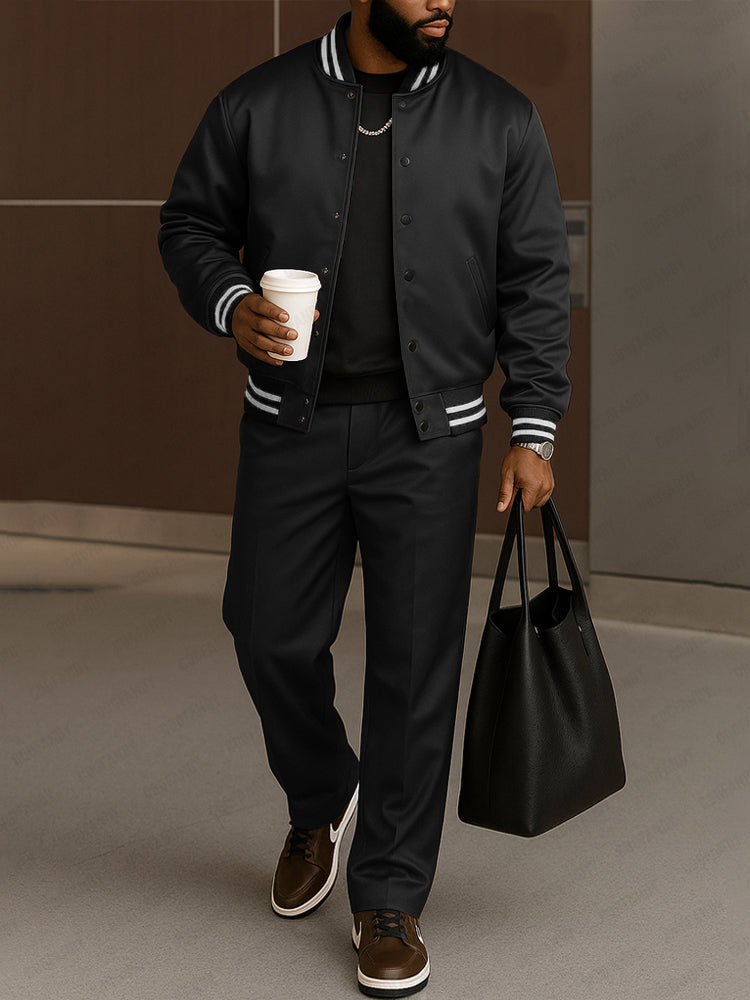 Modern Striped Jacket and Trouser Set