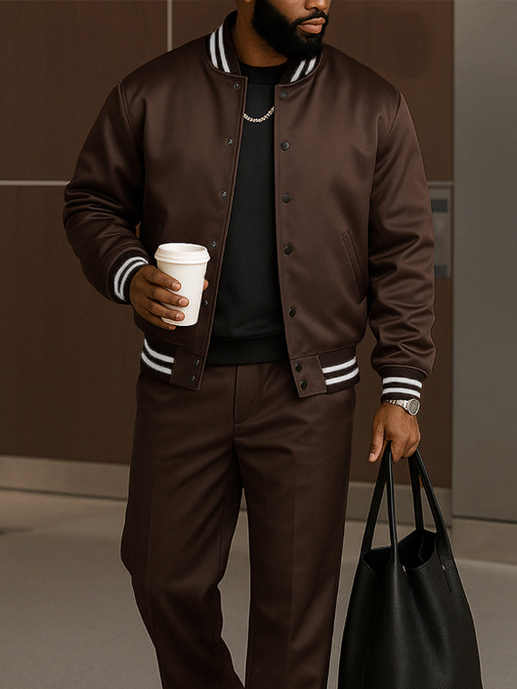 Modern Striped Jacket and Trouser Set