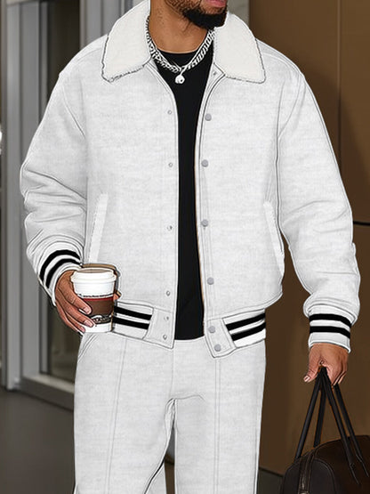 Casual Urban Velvet Jacket and Trouser Set