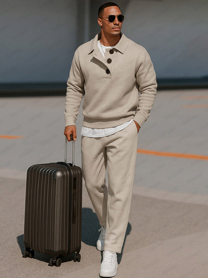 Casual Elevated Polo Set with Trousers