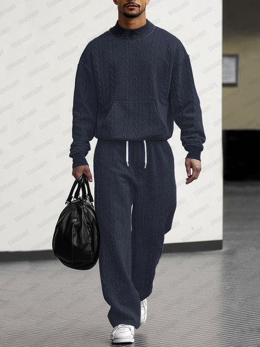 2-Piece Jacquard Loose Fit Athleisure Set