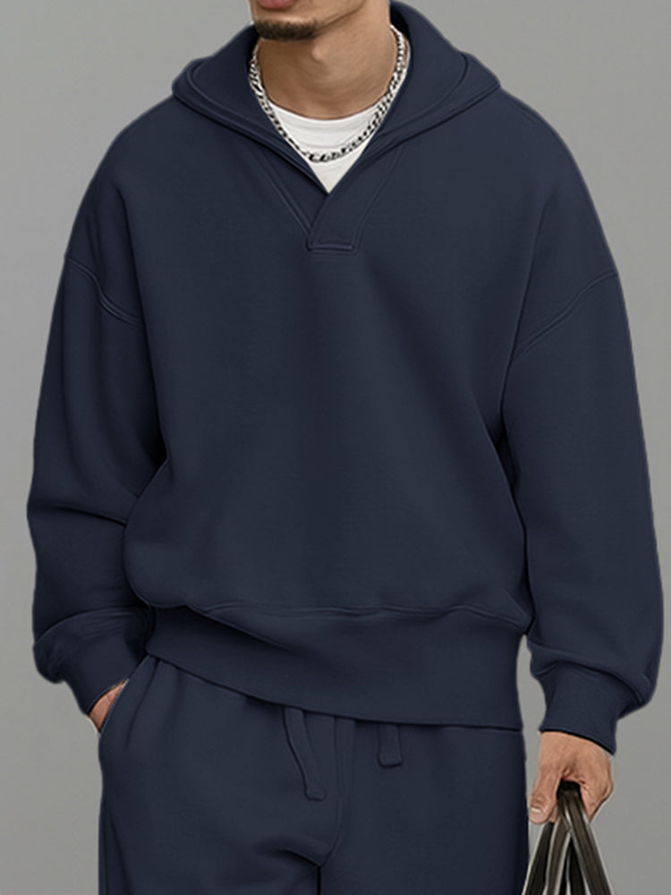 Casual and Loose-Fitting Hooded Tracksuit Set