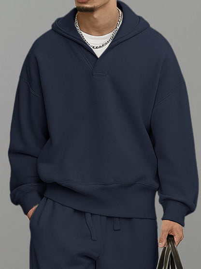Casual and Loose-Fitting Hooded Tracksuit Set