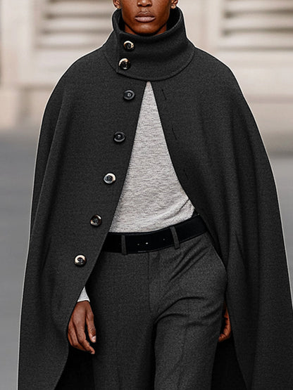 Modern cape with high collar and trousers