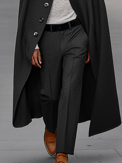 Modern cape with high collar and trousers
