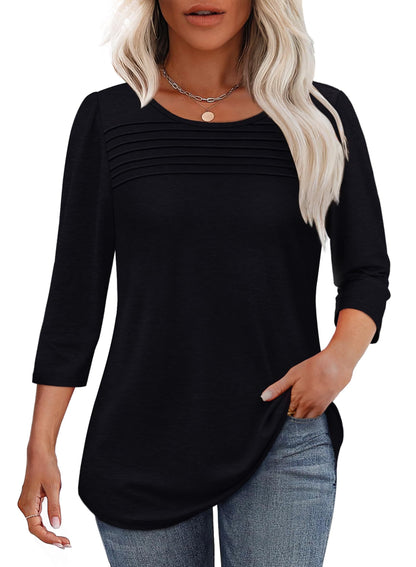 Mona | Pleated Top with 3/4 Sleeves