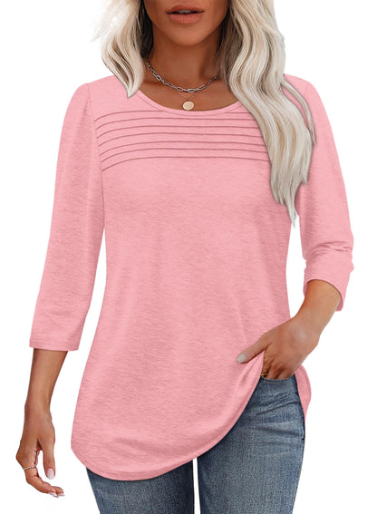 Mona | Pleated Top with 3/4 Sleeves
