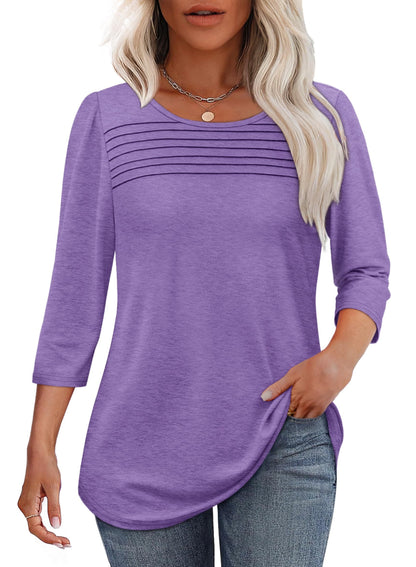Mona | Pleated Top with 3/4 Sleeves