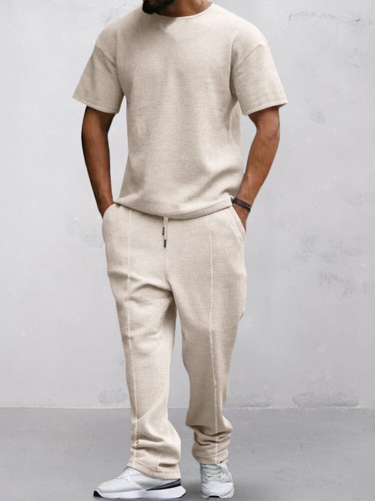 Casual Waffle T-Shirt Set