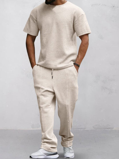 Casual Waffle T-Shirt Set