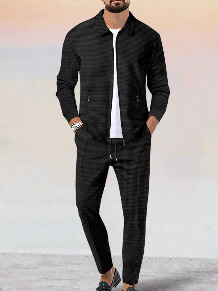 Soft Waffle Jacket Set Athleisure