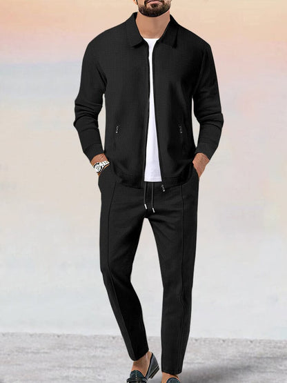 Soft Waffle Jacket Set Athleisure