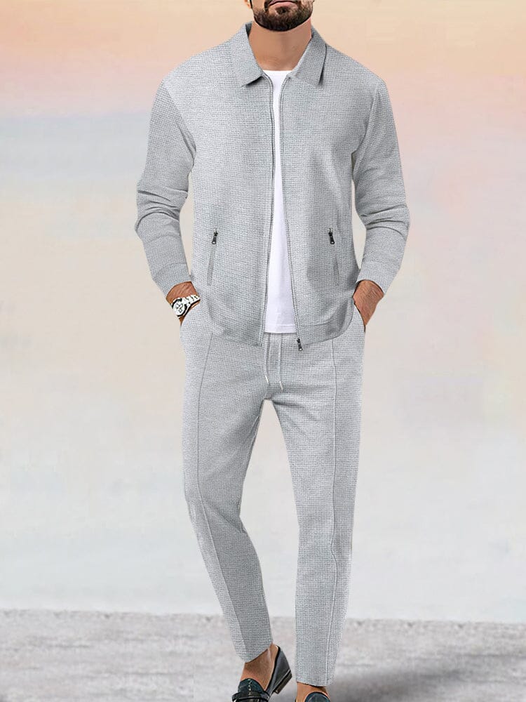 Soft Waffle Jacket Set Athleisure