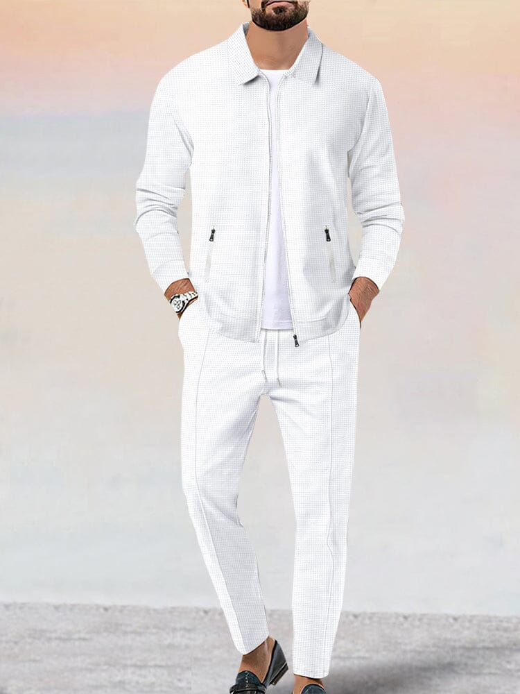 Soft Waffle Jacket Set Athleisure