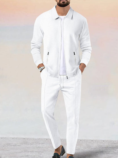 Soft Waffle Jacket Set Athleisure