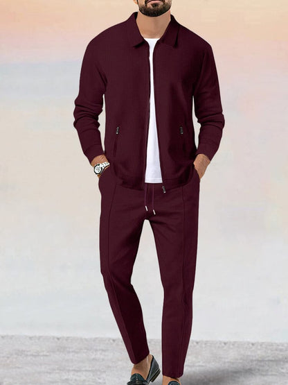 Soft Waffle Jacket Set Athleisure