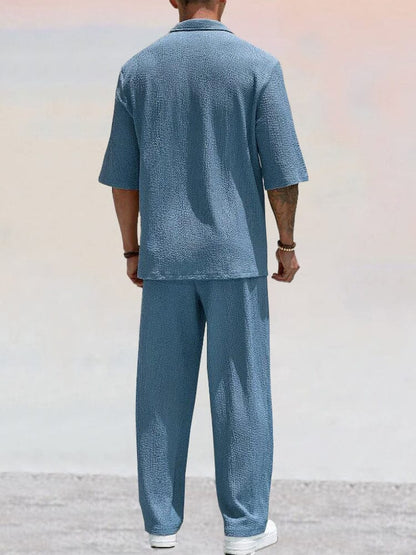 Casual Water Wave Textured Shirt Set