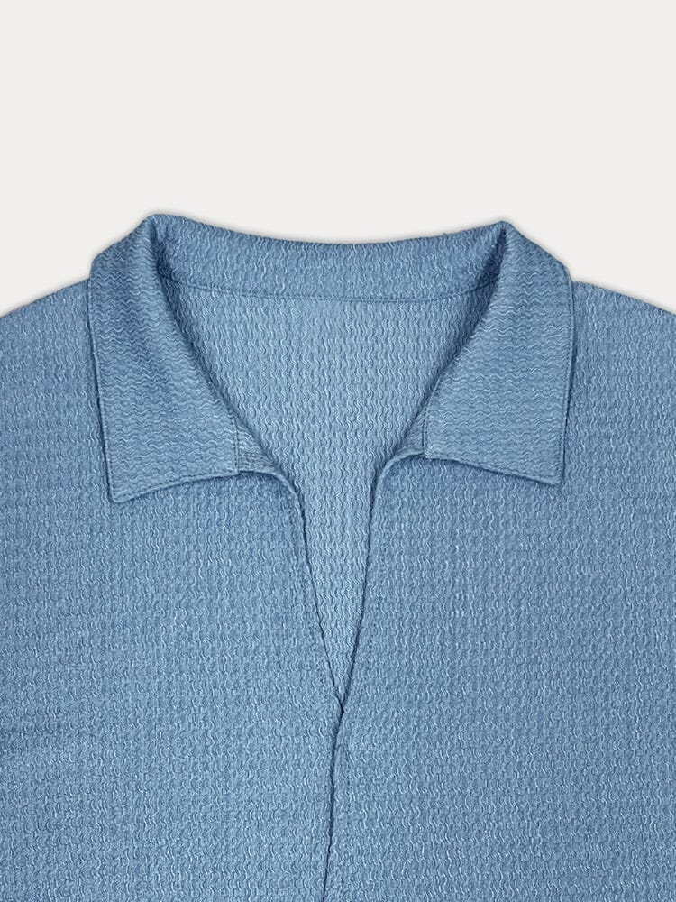 Casual Water Wave Textured Shirt Set