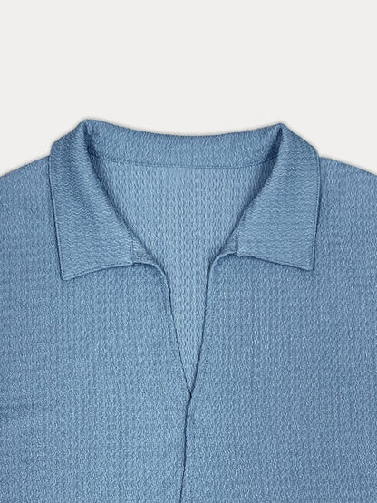 Casual Water Wave Textured Shirt Set