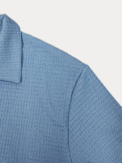Casual Water Wave Textured Shirt Set