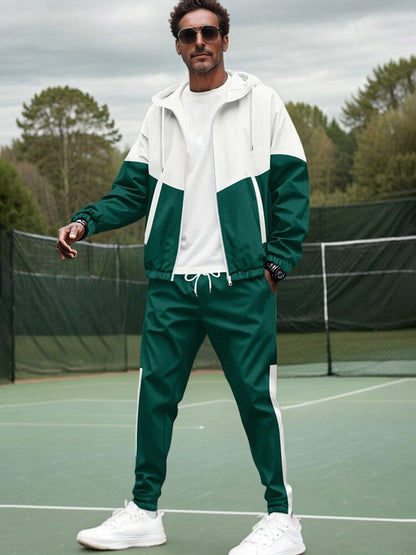 Colourblock Tracksuit Set with Relaxed Fit