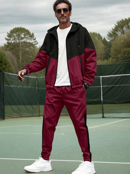 Colourblock Tracksuit Set with Relaxed Fit