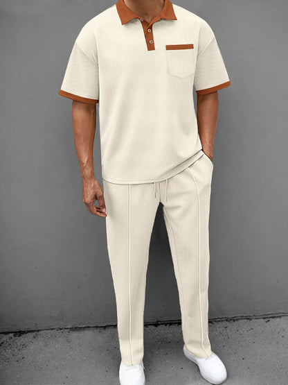 Casual Waffle Polo Set