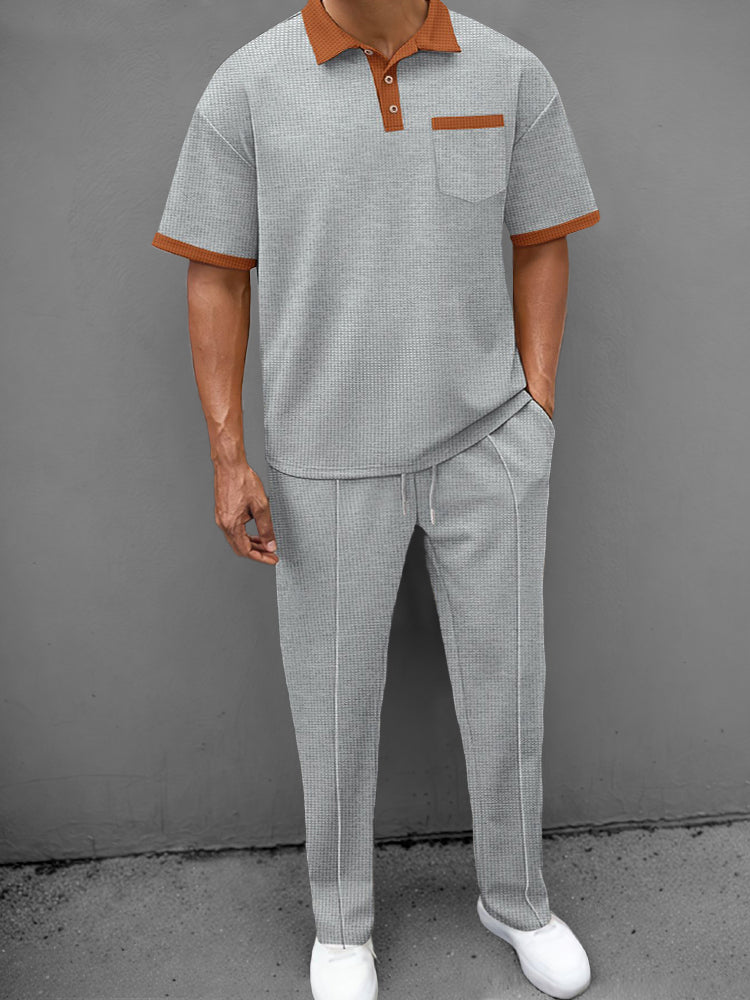Casual Waffle Polo Set
