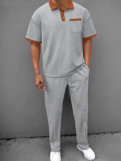 Casual Waffle Polo Set