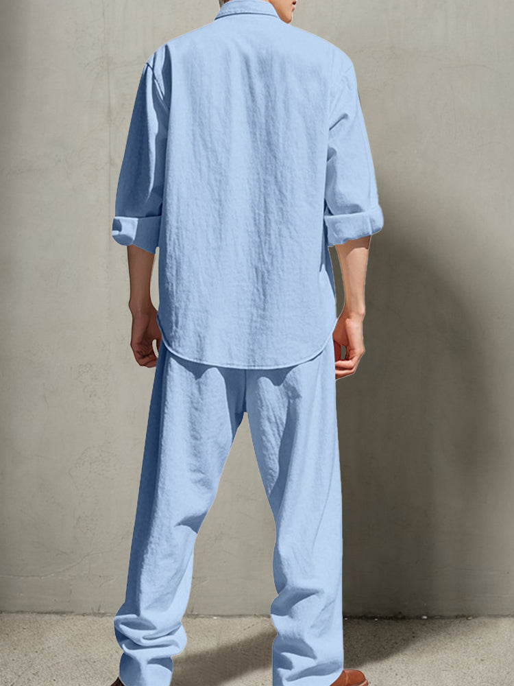 Simple and Casual Shirt Set in 100% Cotton