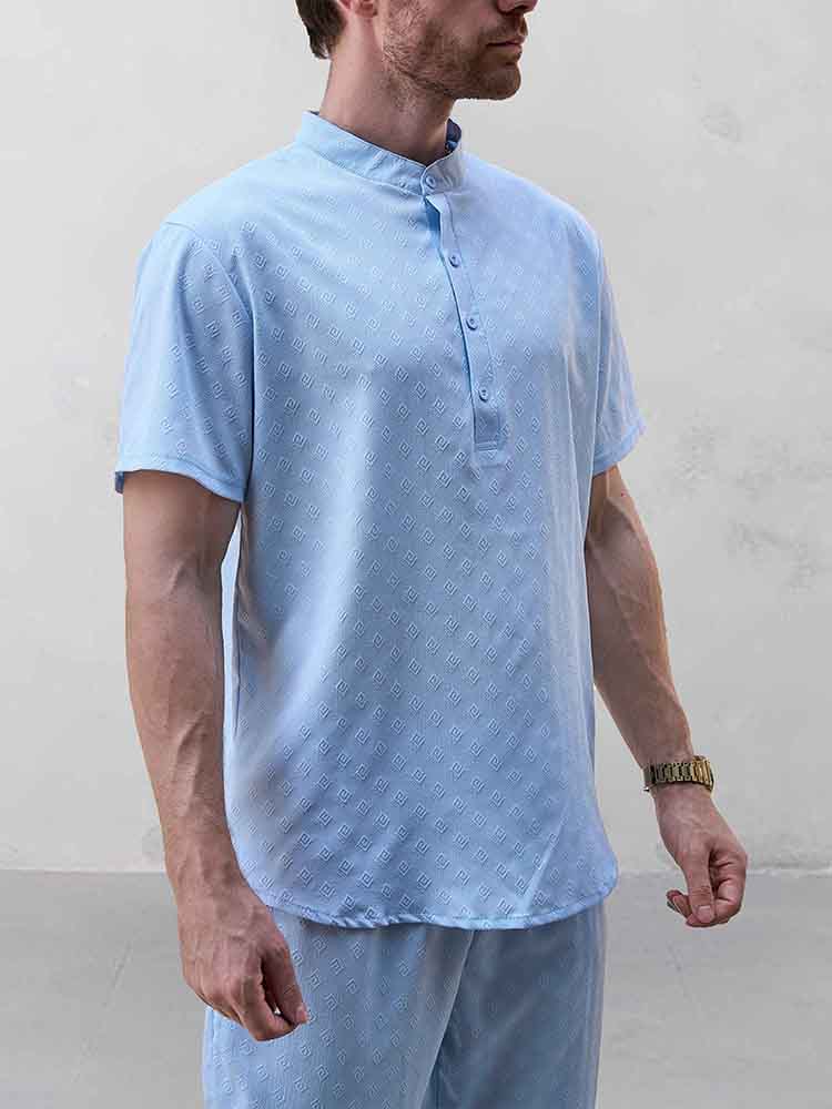 Henley Jacquard Leisure Shirt Set