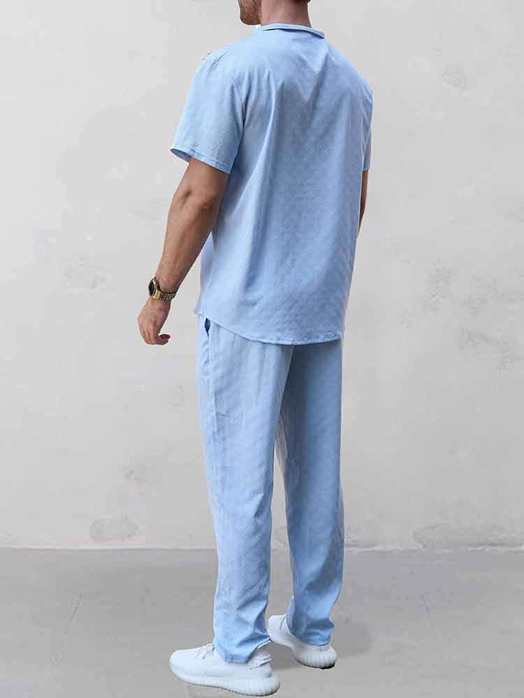 Henley Jacquard Leisure Shirt Set