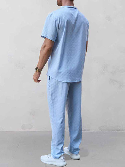 Henley Jacquard Leisure Shirt Set