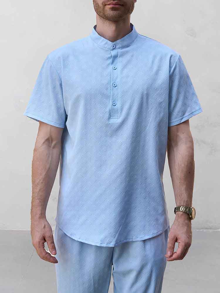 Henley Jacquard Leisure Shirt Set