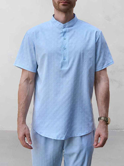 Henley Jacquard Leisure Shirt Set