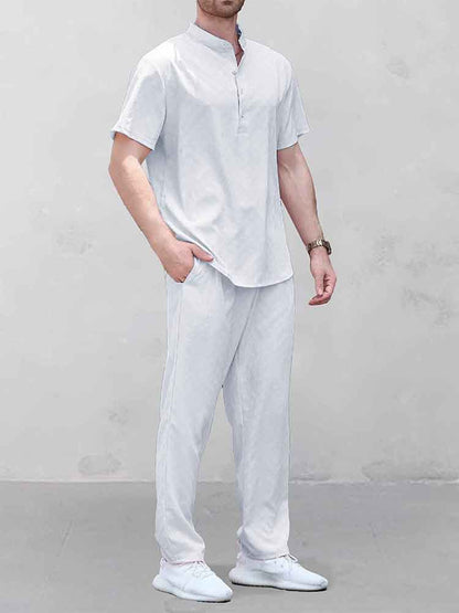 Henley Jacquard Leisure Shirt Set