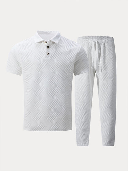 Elegant Textured Jacquard Polo Set