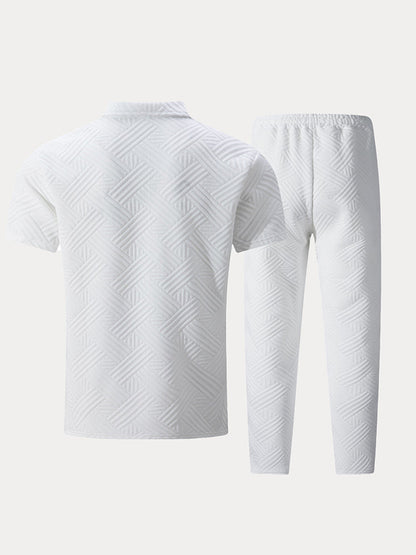 Elegant Textured Jacquard Polo Set
