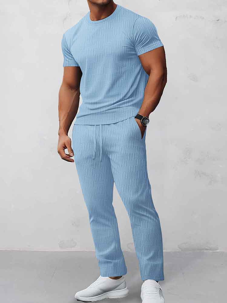 Athleisure Jacquard T-Shirt and Trouser Set