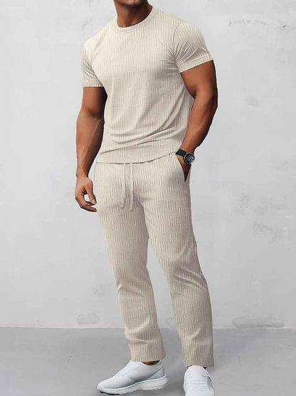 Athleisure Jacquard T-Shirt and Trouser Set