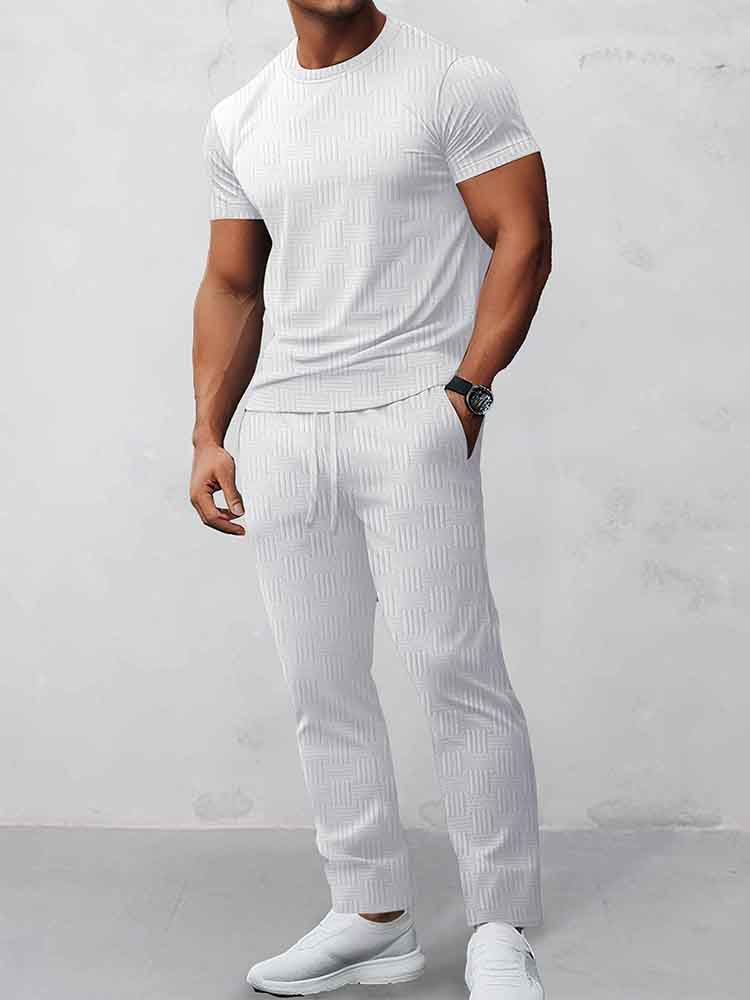 Athleisure Jacquard T-Shirt and Trouser Set