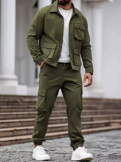 Functional Multi-Pocket Cargo Trouser and Jacket Set