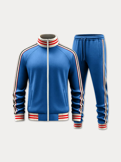 Sporty Contrast Stripe Jacket and Trouser Set