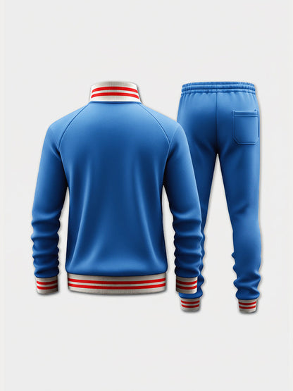 Sporty Contrast Stripe Jacket and Trouser Set